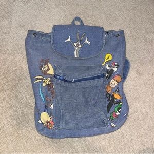 Vintage Looney Tunes Denim Backpack